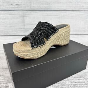 Marc Fisher LTD Women's Black Zakki Espadrille Platform Wedge Sandals Size 9